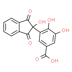 ChemSpider 2D Image | 3,4-Dihydroxy-5-(2-hydroxy-1,3-dioxo-2,3-dihydro-1H-inden-2-yl)benzoic acid | C16H10O7