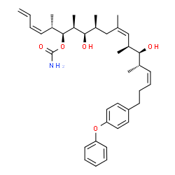 ChemSpider 2D Image | (3Z,5S,6S,7S,8R,9S,11Z,13S,14S,15S,16Z)-8,14-Dihydroxy-5,7,9,11,13,15-hexamethyl-19-(4-phenoxyphenyl)-1,3,11,16-nonadecatetraen-6-yl carbamate | C38H53NO5