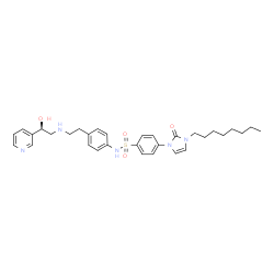 ChemSpider 2D Image | N-[4-(2-{[(2R)-2-Hydroxy-2-(3-pyridinyl)ethyl]amino}ethyl)phenyl]-4-(3-octyl-2-oxo-2,3-dihydro-1H-imidazol-1-yl)benzenesulfonamide | C32H41N5O4S