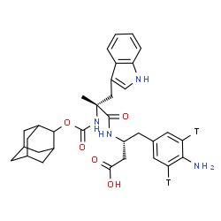 ChemSpider 2D Image | (3R)-3-({N-[(Adamantan-2-yloxy)carbonyl]-alpha-methyl-D-tryptophyl}amino)-4-[4-amino(3,5-~3~H_2_)phenyl]butanoic acid | C33H38T2N4O5