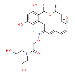 ChemSpider 2D Image | 2-({[(1aR,2Z,4E,6Z,14R,15aR)-8-chloro-9,11-dihydroxy-14-methyl-12-oxo-1a,7,12,14,15,15a-hexahydro-6H-oxireno[e][2]benzoxacyclotetradecin-6-ylidene]amino}oxy)-N,N-bis(2-hydroxyethyl)acetamide | C24H29ClN2O9