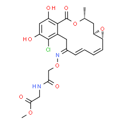 ChemSpider 2D Image | methyl N-[({[(1aR,2Z,4E,6Z,14R,15aR)-8-chloro-9,11-dihydroxy-14-methyl-12-oxo-1a,7,12,14,15,15a-hexahydro-6H-oxireno[e][2]benzoxacyclotetradecin-6-ylidene]amino}oxy)acetyl]glycinate | C23H25ClN2O9