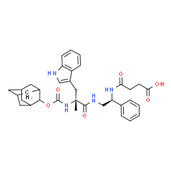 ChemSpider 2D Image | 4-{[(1S)-2-({N-[(Adamantan-2-yloxy)carbonyl]-alpha-methyltryptophyl}amino)-1-phenylethyl]amino}-4-oxobutanoic acid | C35H42N4O6