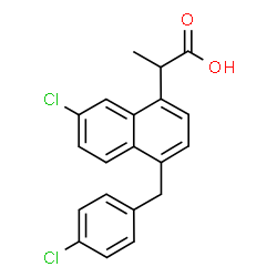 ChemSpider 2D Image | 2-[7-Chloro-4-(4-chlorobenzyl)-1-naphthyl]propanoic acid | C20H16Cl2O2