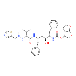 ChemSpider 2D Image | (3R)-Hexahydrofuro[2,3-b]furan-3-yl [(2S,3S,5S)-3-hydroxy-5-({(2R)-3-methyl-2-[2-methyl-2-(1,3-thiazol-5-ylmethyl)hydrazino]butanoyl}amino)-1,6-diphenyl-2-hexanyl]carbamate | C35H47N5O6S