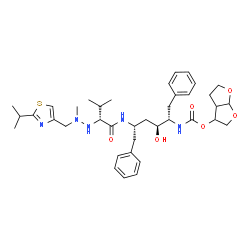 ChemSpider 2D Image | Hexahydrofuro[2,3-b]furan-3-yl [(2S,3S,5S)-3-hydroxy-5-{[(2R)-2-{2-[(2-isopropyl-1,3-thiazol-4-yl)methyl]-2-methylhydrazino}-3-methylbutanoyl]amino}-1,6-diphenyl-2-hexanyl]carbamate | C38H53N5O6S