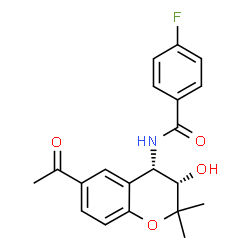 ChemSpider 2D Image | N-[(3S,4S)-6-Acetyl-3-hydroxy-2,2-dimethyl-3,4-dihydro-2H-chromen-4-yl]-4-fluorobenzamide | C20H20FNO4
