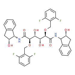 ChemSpider 2D Image | (2R,3R,4R,5R)-2,5-Bis[(2,6-difluorobenzyl)oxy]-3,4-dihydroxy-N-[(1S,2R)-2-hydroxy-2,3-dihydro-1H-inden-1-yl]-N'-[(2R)-2-hydroxy-2,3-dihydro-1H-inden-1-yl]hexanediamide | C38H36F4N2O8