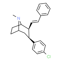 ChemSpider 2D Image | (2S,3S)-3-(4-Chlorophenyl)-8-methyl-2-[(E)-2-phenylvinyl]-8-azabicyclo[3.2.1]octane | C22H24ClN