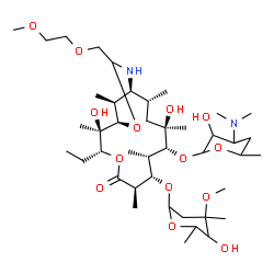 ChemSpider 2D Image | (1R,2R,3R,6R,7S,8S,9R,10R,12R,13S,17S)-3-ethyl-2,10-dihydroxy-15-[(2-methoxyethoxy)methyl]-2,6,8,10,12,17-hexamethyl-5-oxo-9-{[3,4,6-trideoxy-3-(dimethylamino)hexopyranosyl]oxy}-4,16-dioxa-14-azabicyclo[11.3.1]heptadec-7-yl 2,6-dideoxy-3-C-methyl-3-O-methylhexopyranoside | C42H78N2O14