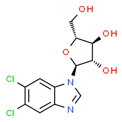 ChemSpider 2D Image | 1-(alpha-D-Arabinofuranosyl)-5,6-dichloro-1H-benzimidazole | C12H12Cl2N2O4