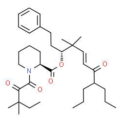 ChemSpider 2D Image | (3R,5E)-4,4-Dimethyl-7-oxo-1-phenyl-8-propyl-5-undecen-3-yl (2S)-1-(3,3-dimethyl-2-oxopentanoyl)-2-piperidinecarboxylate | C35H53NO5