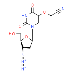 ChemSpider 2D Image | 1-(3-Azido-2,3-dideoxy-D-glycero-pentofuranosyl)-5-(cyanomethoxy)-2,4(1H,3H)-pyrimidinedione | C11H12N6O5