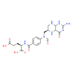 ChemSpider 2D Image | N-{4-[{[(6R)-2-Amino-4-oxo-1,4,4a,5,6,7,8,8a-octahydro-6-pteridinyl]methyl}(formyl)amino]benzoyl}-D-glutamic acid | C20H25N7O7