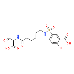 ChemSpider 2D Image | 5-[(6-{[(1R)-1-Carboxy-2-oxoethyl]amino}-6-oxohexyl)sulfamoyl]-2-hydroxybenzoic acid | C16H20N2O9S