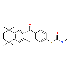 ChemSpider 2D Image | S-{4-[(3,5,5,8,8-Pentamethyl-5,6,7,8-tetrahydro-2-naphthalenyl)carbonyl]phenyl} dimethylcarbamothioate | C25H31NO2S