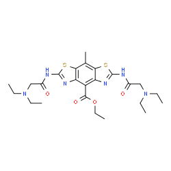 ChemSpider 2D Image | Ethyl 2,6-bis{[(diethylamino)acetyl]amino}-8-methyl[1,3]thiazolo[4,5-f][1,3]benzothiazole-4-carboxylate | C24H34N6O4S2