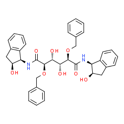 ChemSpider 2D Image | (2R,3R,4R,5R)-2,5-Bis(benzyloxy)-3,4-dihydroxy-N-[(1R,2S)-2-hydroxy-2,3-dihydro-1H-inden-1-yl]-N'-[(1S,2R)-2-hydroxy-2,3-dihydro-1H-inden-1-yl]hexanediamide | C38H40N2O8
