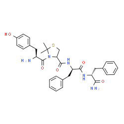 ChemSpider 2D Image | N-{[2,2-Dimethyl-3-(L-tyrosyl)-1,3-thiazolidin-4-yl]carbonyl}-D-phenylalanyl-D-phenylalaninamide | C33H39N5O5S