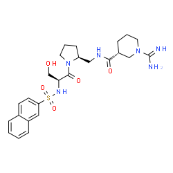 ChemSpider 2D Image | (3R)-1-Carbamimidoyl-N-({(2S)-1-[N-(2-naphthylsulfonyl)-L-seryl]-2-pyrrolidinyl}methyl)-3-piperidinecarboxamide | C25H34N6O5S
