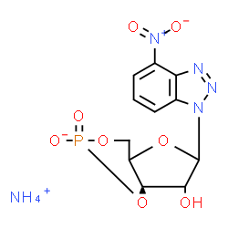 ChemSpider 2D Image | Ammonium (7aS)-7-hydroxy-6-(4-nitro-1H-benzotriazol-1-yl)tetrahydro-4H-furo[3,2-d][1,3,2]dioxaphosphinin-2-olate 2-oxide | C11H14N5O8P