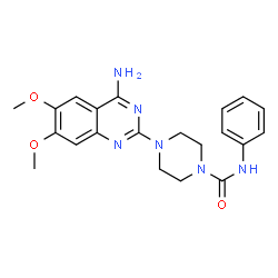 ChemSpider 2D Image | 4-(4-Amino-6,7-dimethoxy-2-quinazolinyl)-N-phenyl-1-piperazinecarboxamide | C21H24N6O3
