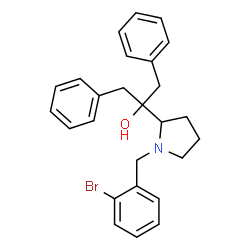 ChemSpider 2D Image | 2-[1-(2-Bromobenzyl)-2-pyrrolidinyl]-1,3-diphenyl-2-propanol | C26H28BrNO