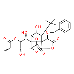 ChemSpider 2D Image | (6R,9R,12R,16S,17R)-6-(Benzyloxy)-9,12,17-trihydroxy-16-methyl-8-(2-methyl-2-propanyl)-2,4,14,19-tetraoxahexacyclo[8.7.2.0~1,11~.0~3,7~.0~7,11~.0~13,17~]nonadecane-5,15,18-trione | C27H30O11