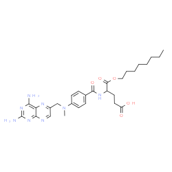 ChemSpider 2D Image | 4-[(4-{[(2,4-Diamino-6-pteridinyl)methyl](methyl)amino}benzoyl)amino]-5-(octyloxy)-5-oxopentanoic acid | C28H38N8O5