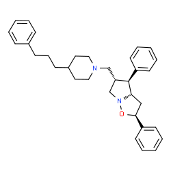 ChemSpider 2D Image | (2S,3aS,4S,5S)-2,4-Diphenyl-5-{[4-(3-phenylpropyl)-1-piperidinyl]methyl}hexahydropyrrolo[1,2-b][1,2]oxazole | C33H40N2O