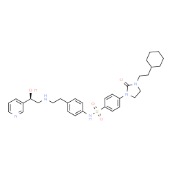 ChemSpider 2D Image | 4-[3-(2-Cyclohexylethyl)-2-oxo-1-imidazolidinyl]-N-[4-(2-{[(2R)-2-hydroxy-2-(3-pyridinyl)ethyl]amino}ethyl)phenyl]benzenesulfonamide | C32H41N5O4S