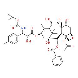 ChemSpider 2D Image | (2alpha,5beta,7beta,10beta,13alpha)-4-(acetyloxy)-13-{[(2R,3S)-3-[(tert-butoxycarbonyl)amino]-2-hydroxy-3-(4-methylphenyl)propanoyl]oxy}-1,7,10-trihydroxy-9-oxo-5,20-epoxytax-11-en-2-yl benzoate | C44H55NO14