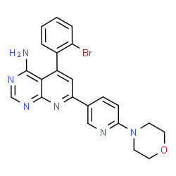 ChemSpider 2D Image | 5-(2-Bromophenyl)-7-[6-(4-morpholinyl)-3-pyridinyl]pyrido[2,3-d]pyrimidin-4-amine | C22H19BrN6O