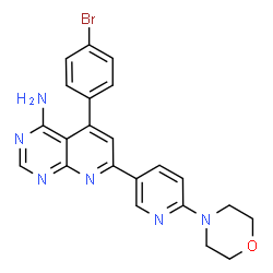 ChemSpider 2D Image | 5-(4-Bromophenyl)-7-[6-(4-morpholinyl)-3-pyridinyl]pyrido[2,3-d]pyrimidin-4-amine | C22H19BrN6O