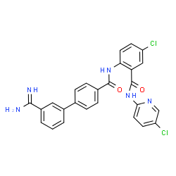 ChemSpider 2D Image | 3'-Carbamimidoyl-N-{4-chloro-2-[(5-chloro-2-pyridinyl)carbamoyl]phenyl}-4-biphenylcarboxamide | C26H19Cl2N5O2