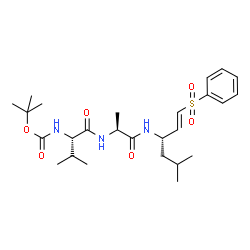 ChemSpider 2D Image | N-(tert-butoxycarbonyl)-L-valyl-N-[(1E,3S)-5-methyl-1-(phenylsulfonyl)hex-1-en-3-yl]-L-alaninamide | C26H41N3O6S