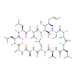 ChemSpider 2D Image | (3S,6S,9S,12R,15S,18S,21S,24S,27S,30S,33S)-30-Ethyl-33-[(1R,2R,4E)-1-hydroxy-2-methyl-4-hexen-1-yl]-6,9,18,24-tetraisobutyl-3,21-diisopropyl-1,4,7,10,12,15,19,25,27,28-decamethyl-1,4,7,10,13,16,19,22,
25,28,31-undecaazacyclotritriacontane-2,5,8,11,14,17,20,23,26,29,32-undecone | C63H113N11O12