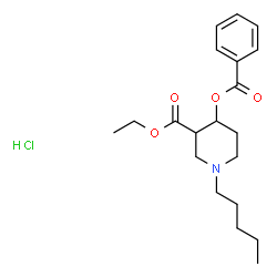 ChemSpider 2D Image | Ethyl 4-(benzoyloxy)-1-pentyl-3-piperidinecarboxylate hydrochloride (1:1) | C20H30ClNO4