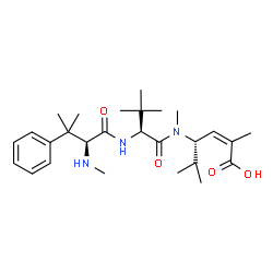 ChemSpider 2D Image | N,beta,beta-Trimethyl-L-phenylalanyl-N-[(3S,4Z)-5-carboxy-2-methyl-4-hexen-3-yl]-N,3-dimethyl-L-valinamide | C27H43N3O4
