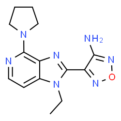 ChemSpider 2D Image | 4-[1-Ethyl-4-(1-pyrrolidinyl)-1H-imidazo[4,5-c]pyridin-2-yl]-1,2,5-oxadiazol-3-amine | C14H17N7O