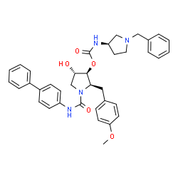 ChemSpider 2D Image | (2R,3S,4S)-1-(4-Biphenylylcarbamoyl)-4-hydroxy-2-(4-methoxybenzyl)-3-pyrrolidinyl [(3R)-1-benzyl-3-pyrrolidinyl]carbamate | C37H40N4O5