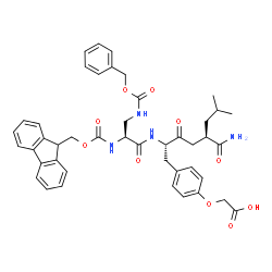 ChemSpider 2D Image | (4-{(2S,5R)-2-[(3-{[(Benzyloxy)carbonyl]amino}-N-[(9H-fluoren-9-ylmethoxy)carbonyl]-L-alanyl)amino]-5-carbamoyl-7-methyl-3-oxooctyl}phenoxy)acetic acid | C44H48N4O10