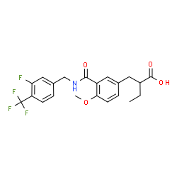 ChemSpider 2D Image | 2-(3-{[3-Fluoro-4-(trifluoromethyl)benzyl]carbamoyl}-4-methoxybenzyl)butanoic acid | C21H21F4NO4