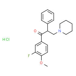 ChemSpider 2D Image | 1-(3-Fluoro-4-methoxyphenyl)-2-phenyl-3-(1-piperidinyl)-1-propanone hydrochloride (1:1) | C21H25ClFNO2