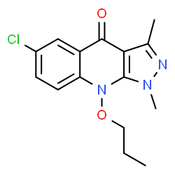 ChemSpider 2D Image | 6-Chloro-1,3-dimethyl-9-propoxy-1,9-dihydro-4H-pyrazolo[3,4-b]quinolin-4-one | C15H16ClN3O2