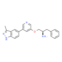 ChemSpider 2D Image | (2R)-1-{[5-(3-Methyl-1H-indazol-5-yl)-3-pyridinyl]oxy}-3-phenyl-2-propanamine | C22H22N4O