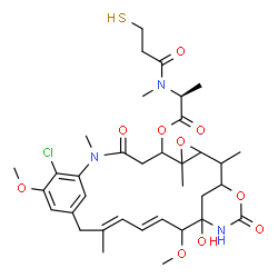 ChemSpider 2D Image | (16E,18E)-11-Chloro-21-hydroxy-12,20-dimethoxy-2,5,9,16-tetramethyl-8,23-dioxo-4,24-dioxa-9,22-diazatetracyclo[19.3.1.1~10,14~.0~3,5~]hexacosa-10(26),11,13,16,18-pentaen-6-yl (2S)-2-[methyl(3-sulfanyl
propanoyl)amino]propanoate | C35H48ClN3O10S