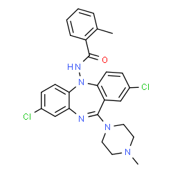 ChemSpider 2D Image | N-[2,8-Dichloro-11-(4-methyl-1-piperazinyl)-5H-dibenzo[b,e][1,4]diazepin-5-yl]-2-methylbenzamide | C26H25Cl2N5O