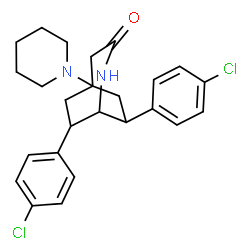 ChemSpider 2D Image | 7,8-Bis(4-chlorophenyl)-5-(1-piperidinyl)-2-azabicyclo[3.2.2]nonan-3-one | C25H28Cl2N2O
