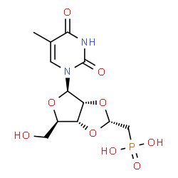 ChemSpider 2D Image | 5-Methyl-2',3'-O-[(1R)-2-phosphonoethylidene]uridine | C12H17N2O9P